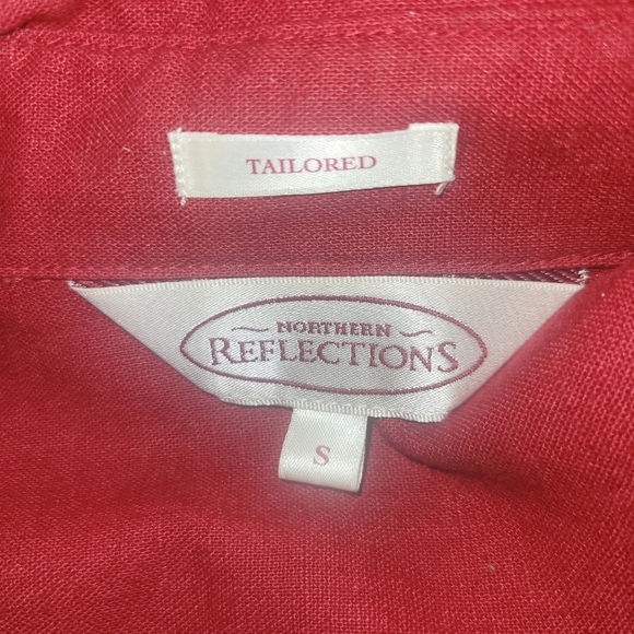 Northern Reflections Red Linen Blend Button Up Shirt S - Picture 7 of 7